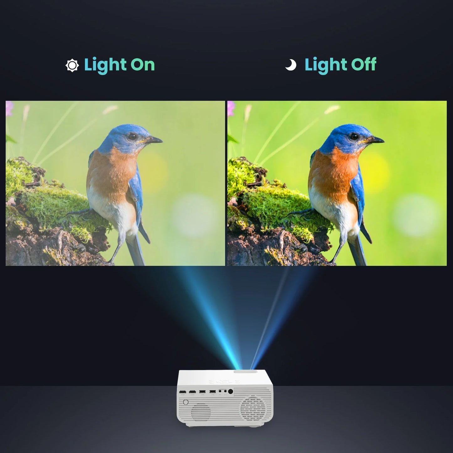 Groview 1080P Projector with 5G WiFi and Bluetooth, 240 ANSI, Support 4K, Compatible with Soundbar, 100" Screen Included