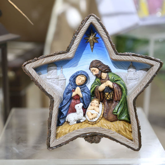 Christianartworkshop Classic Style Crafted Star-Shaped Nativity Scene Desktop Decorations Ornament