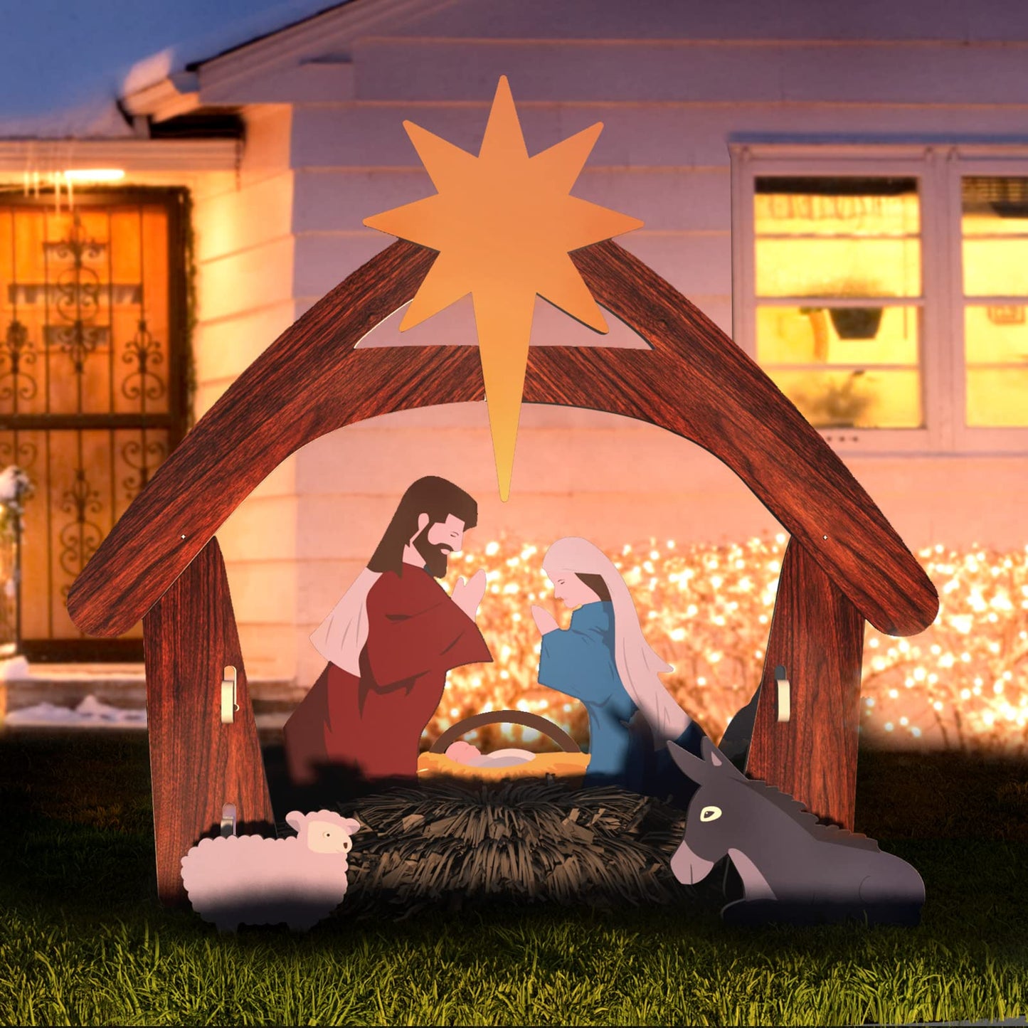 VINGLI Large Outdoor Nativity Scene Christmas Decorations White/Colorful