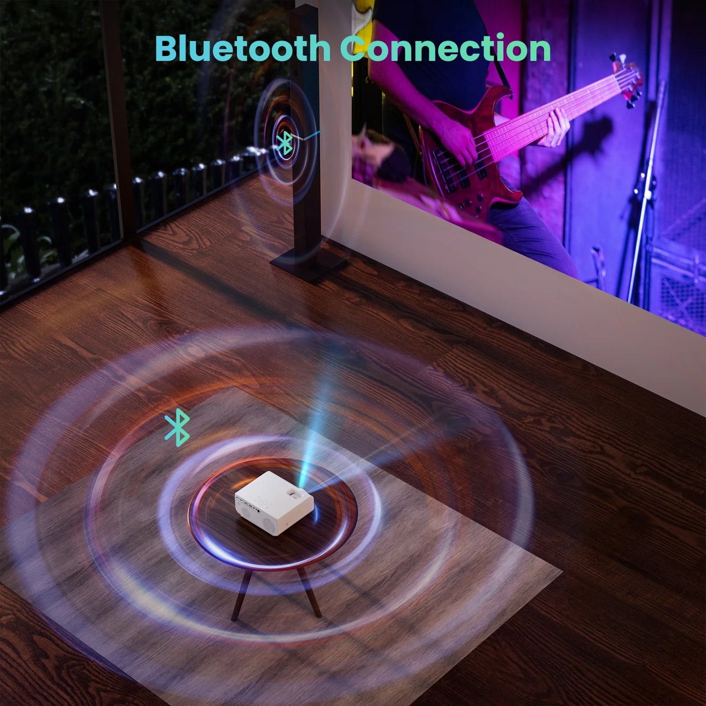 Groview 1080P Projector with 5G WiFi and Bluetooth, 240 ANSI, Support 4K, Compatible with Soundbar, 100" Screen Included