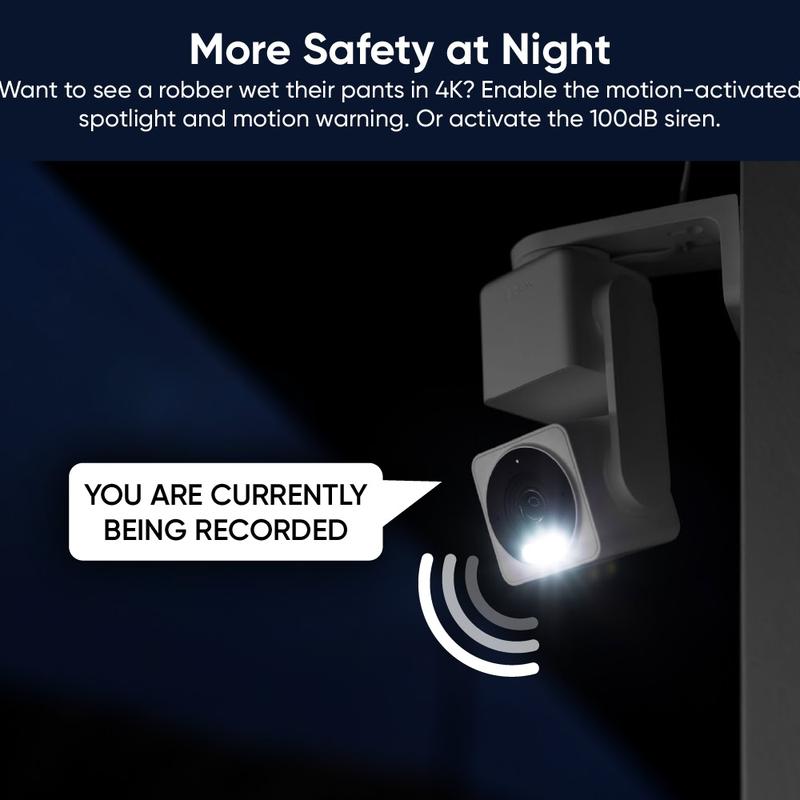 NEW! Wyze Cam Pan v4 -goes 4K! Wired, Indoor/Outdoor Pan Tilt Zoom (PTZ), 360º Motion Tracking, Color Night Vision, WiFi