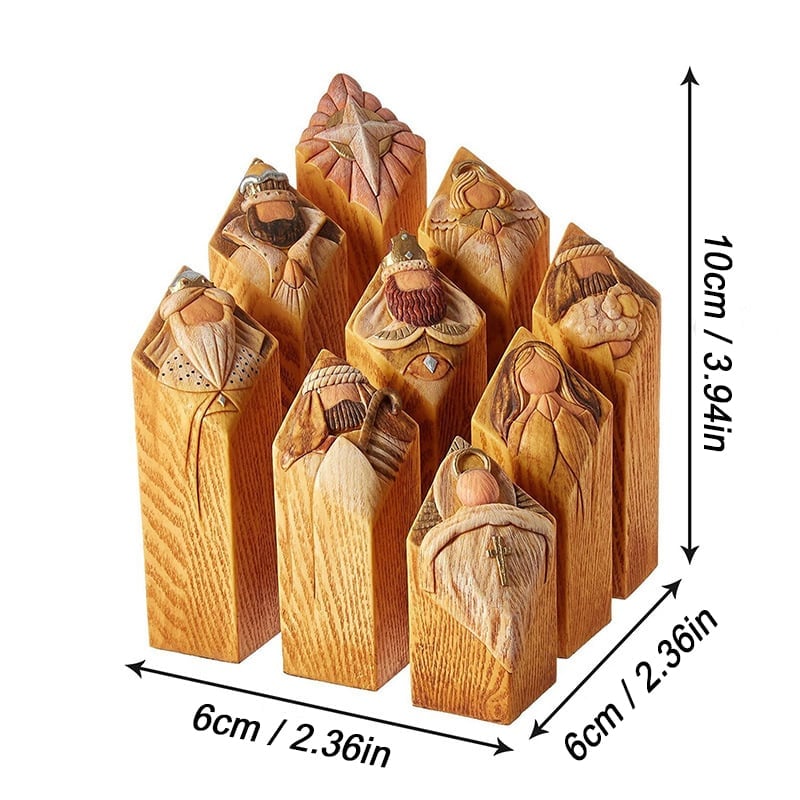 Heaven Pillar Statues,9 PCS Heaven Nativity Tree Pillar Statues