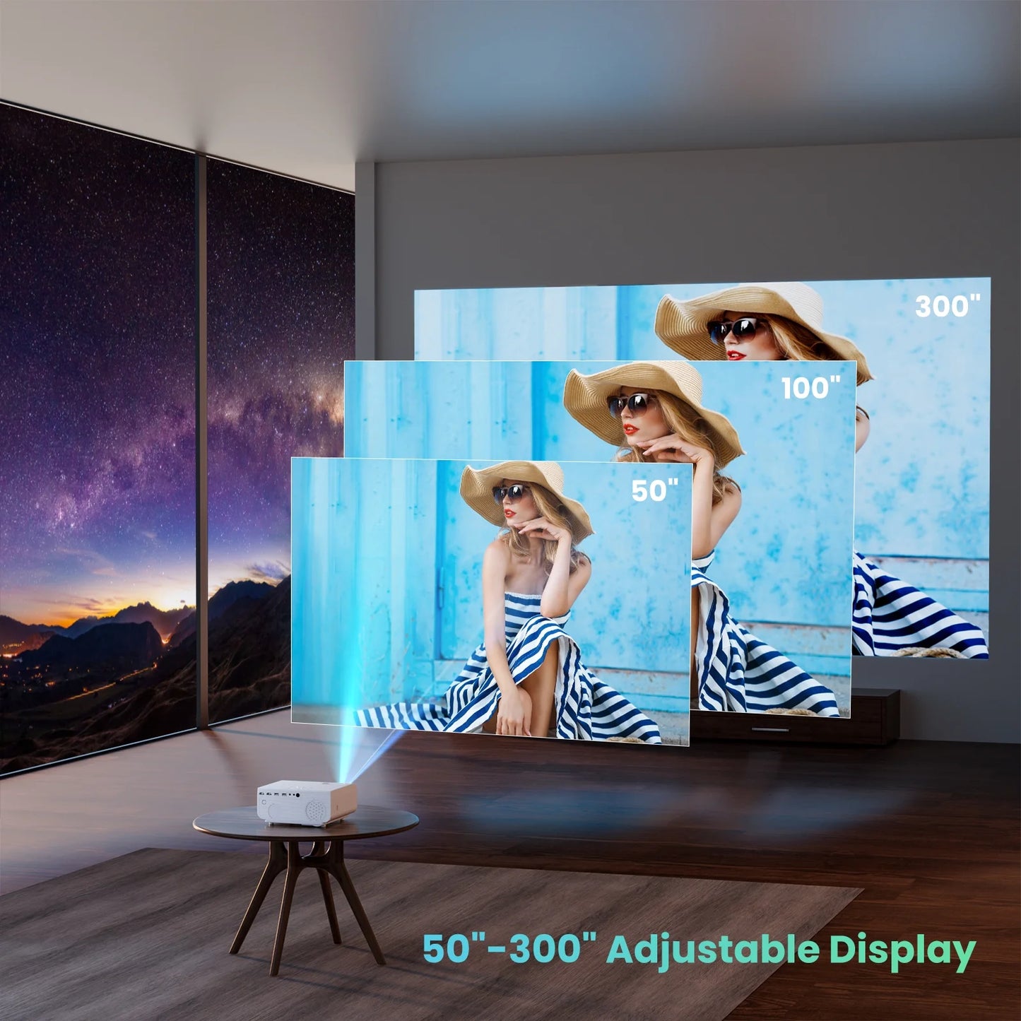 Groview 1080P Projector with 5G WiFi and Bluetooth, 240 ANSI, Support 4K, Compatible with Soundbar, 100" Screen Included