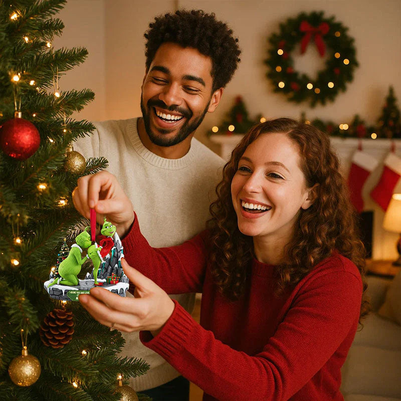 🎄 $4.99 On Sale Today Only🎁Grinch Couple Christmas Ornament Set