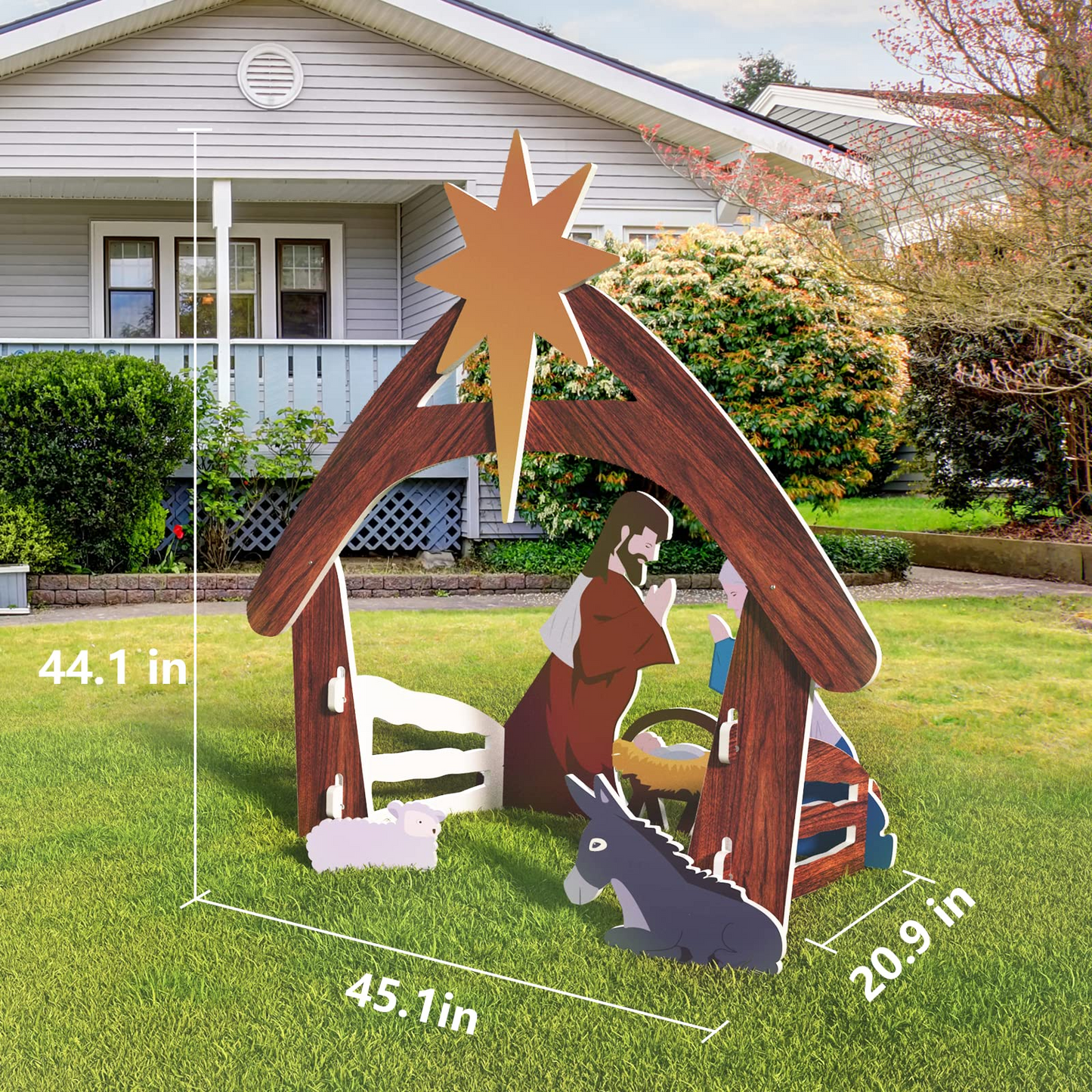 VINGLI Large Outdoor Nativity Scene Christmas Decorations White/Colorful