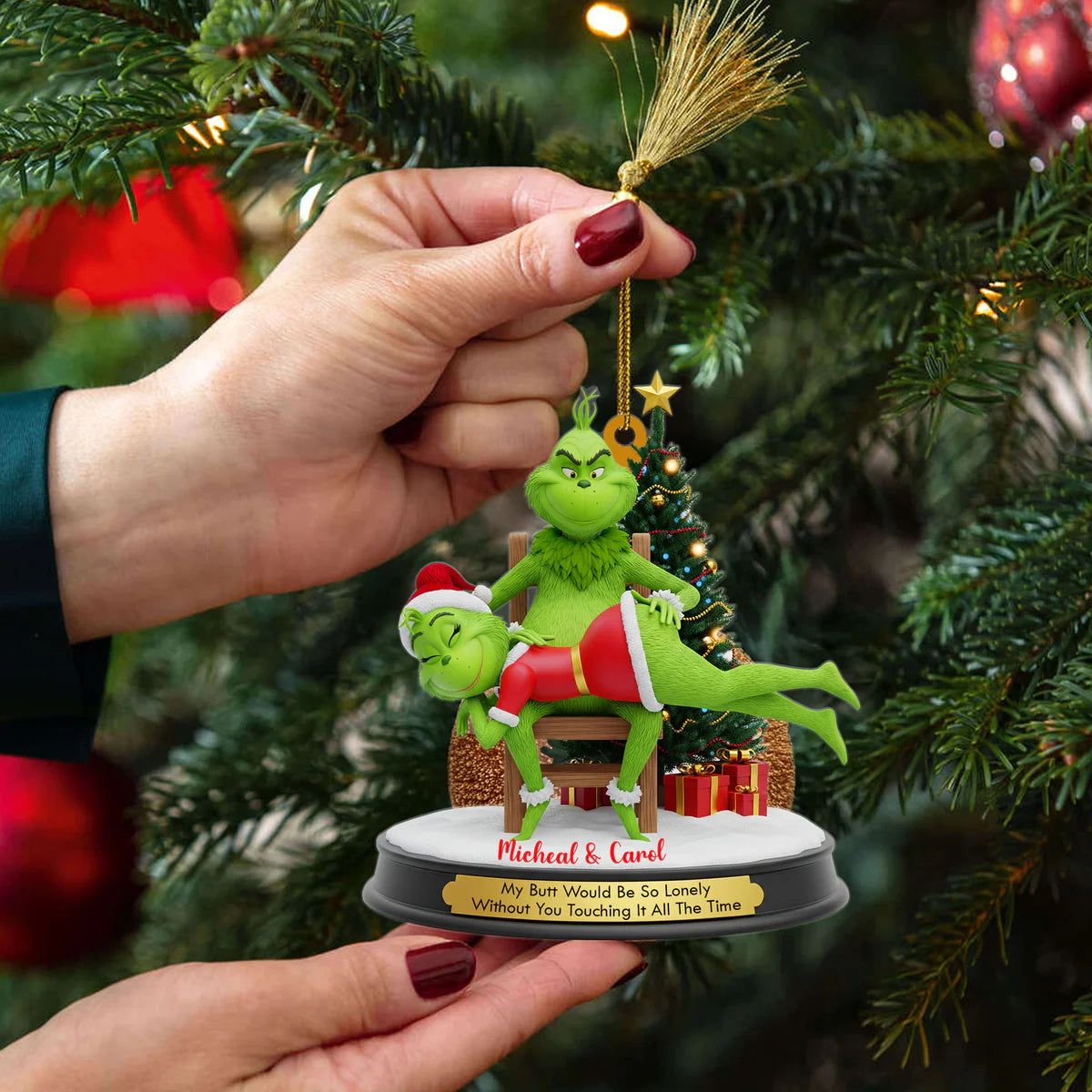 🎄 $4.99 On Sale Today Only🎁Grinch Couple Christmas Ornament Set