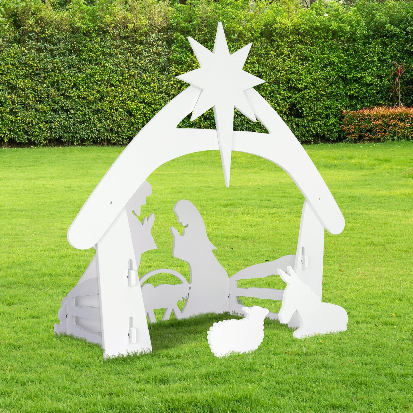VINGLI Large Outdoor Nativity Scene Christmas Decorations White/Colorful
