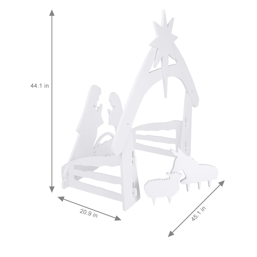 VINGLI Large Outdoor Nativity Scene Christmas Decorations White/Colorful