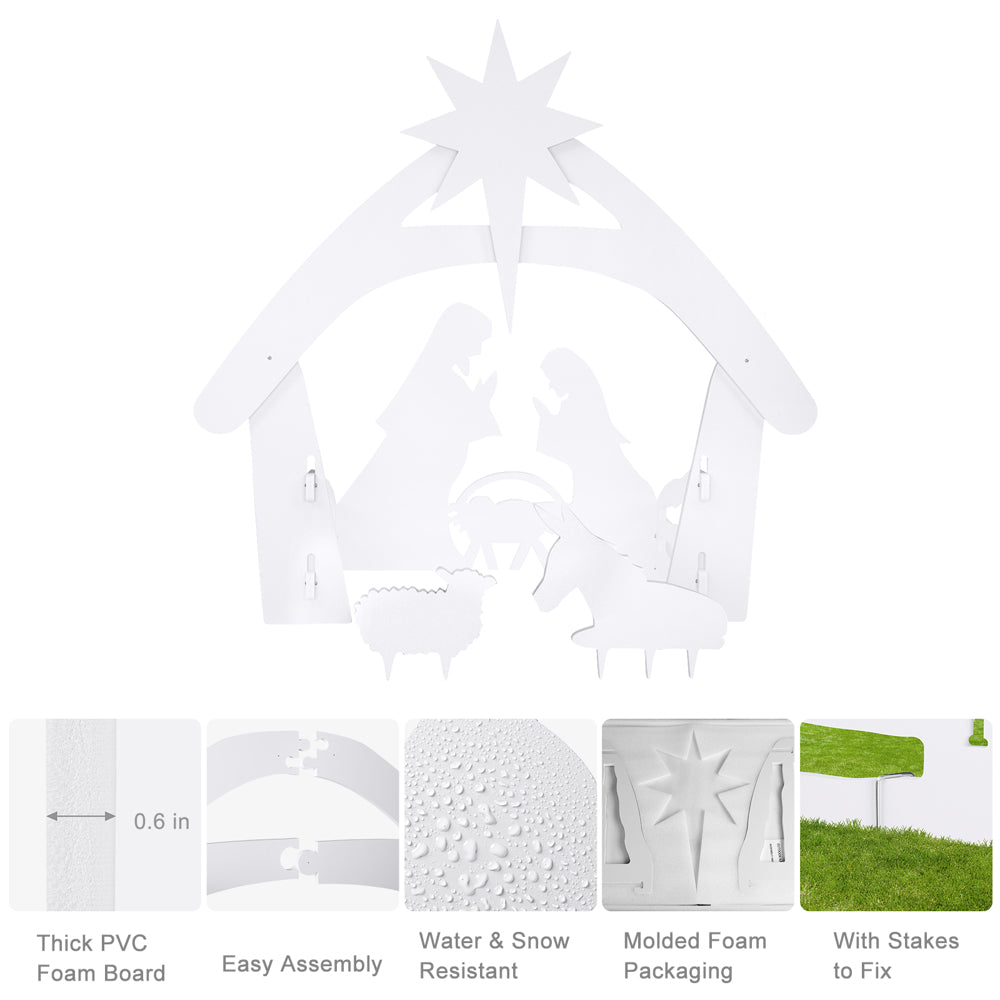 VINGLI Large Outdoor Nativity Scene Christmas Decorations White/Colorful