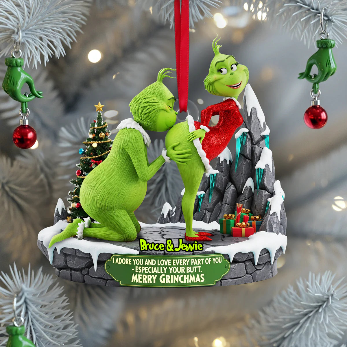 🎄 $4.99 On Sale Today Only🎁Grinch Couple Christmas Ornament Set