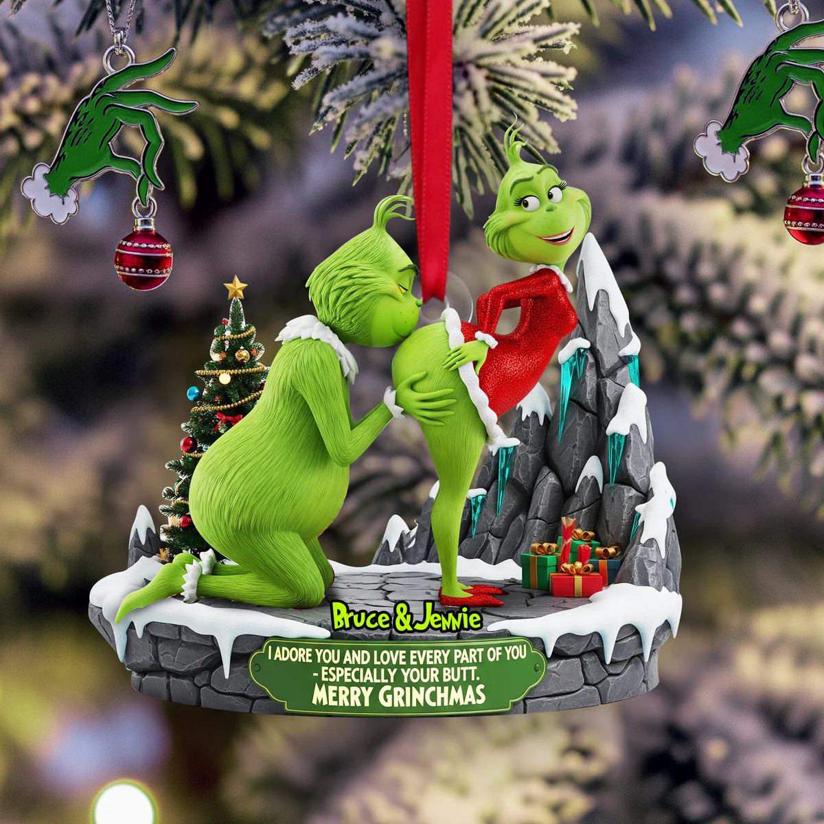 🎄 $4.99 On Sale Today Only🎁Grinch Couple Christmas Ornament Set