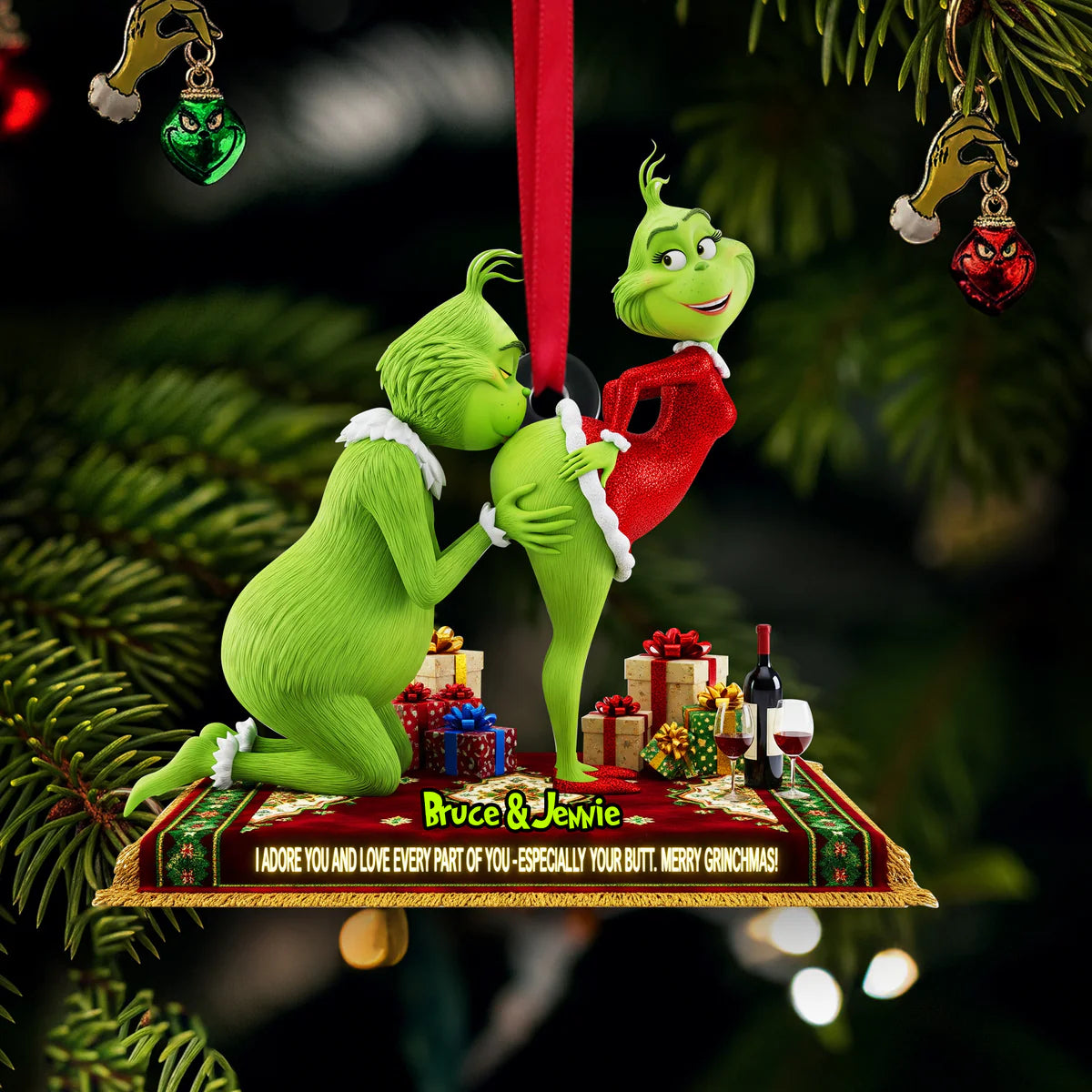 🎄 $4.99 On Sale Today Only🎁Grinch Couple Christmas Ornament Set