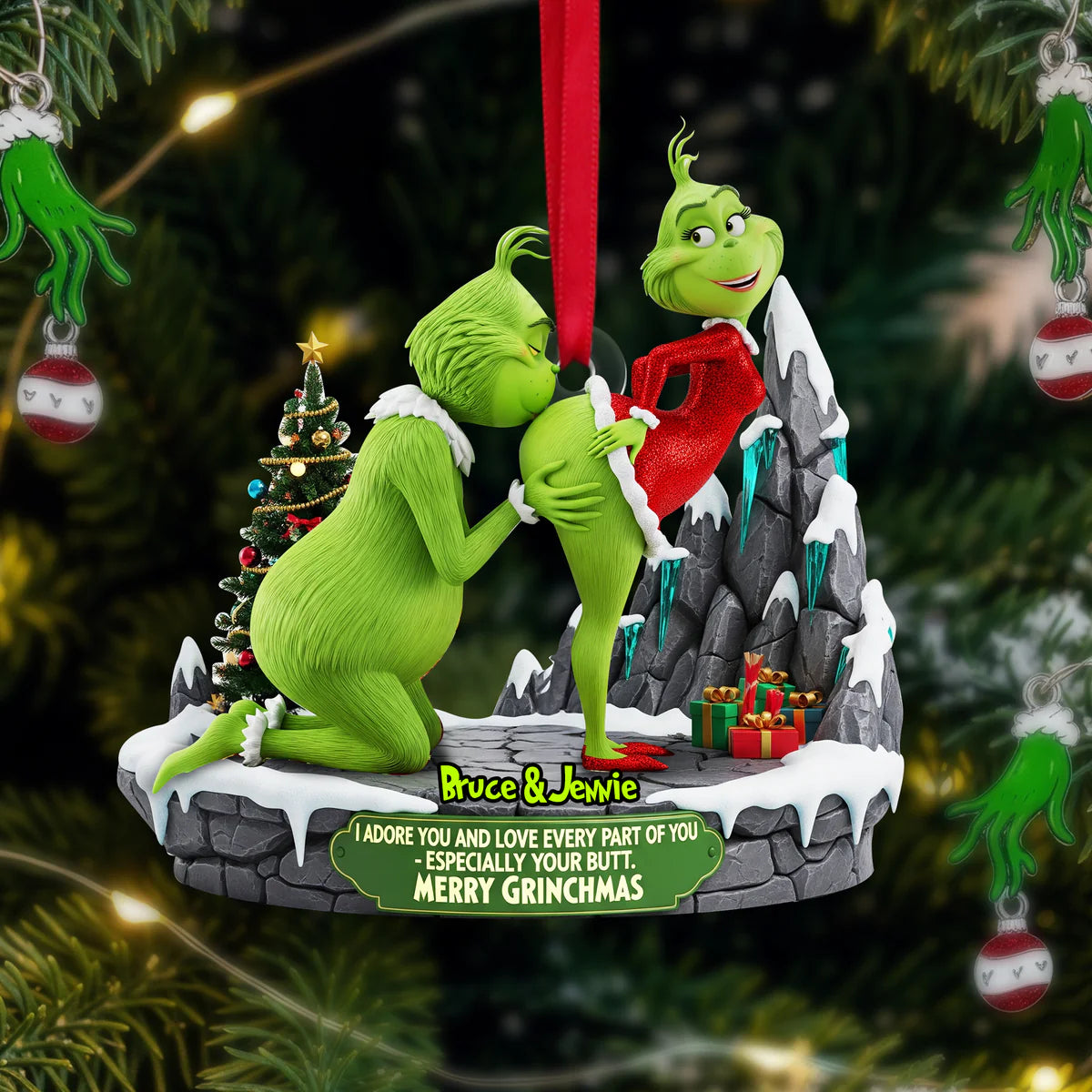 🎄 $4.99 On Sale Today Only🎁Grinch Couple Christmas Ornament Set