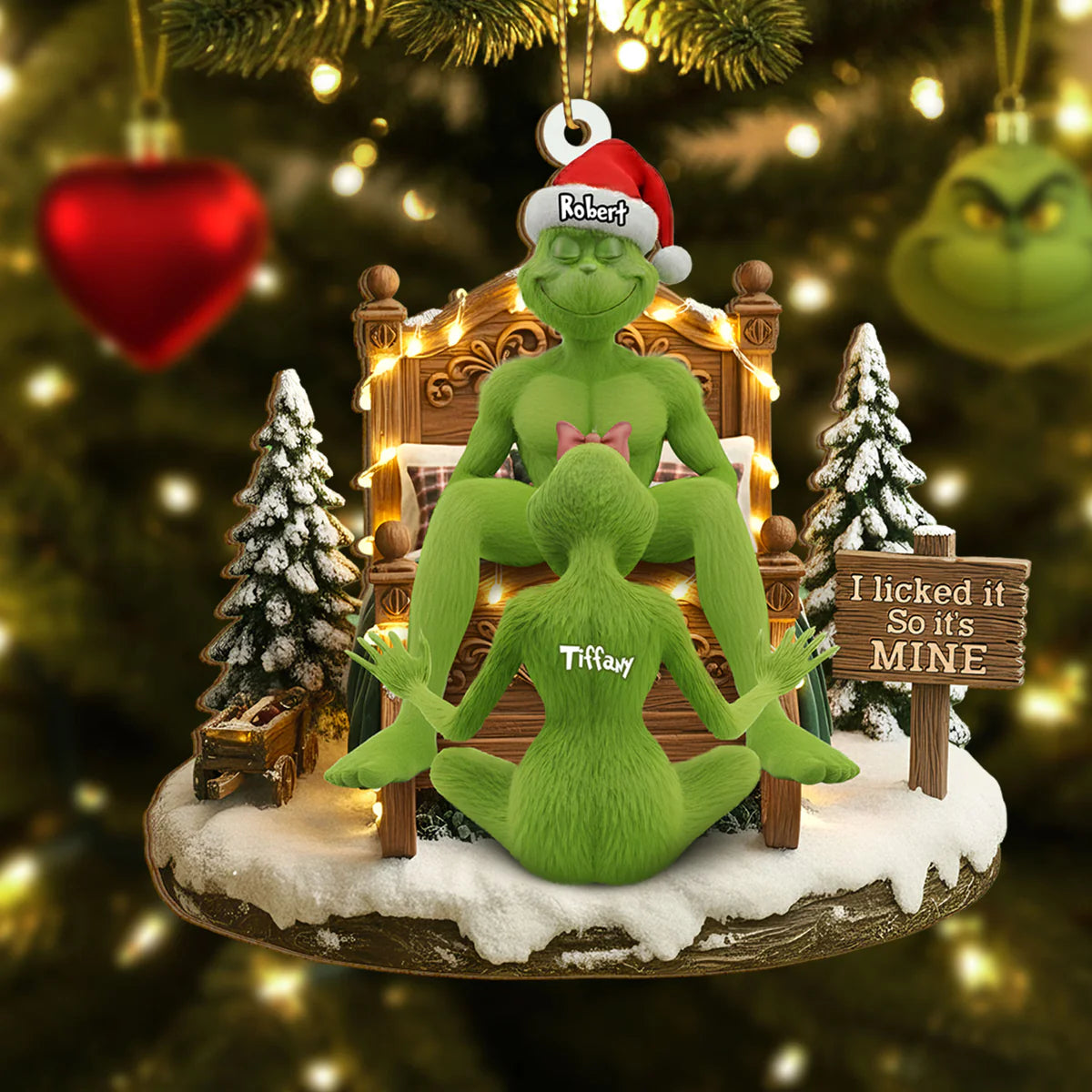 🎄 $4.99 On Sale Today Only🎁Grinch Couple Christmas Ornament Set