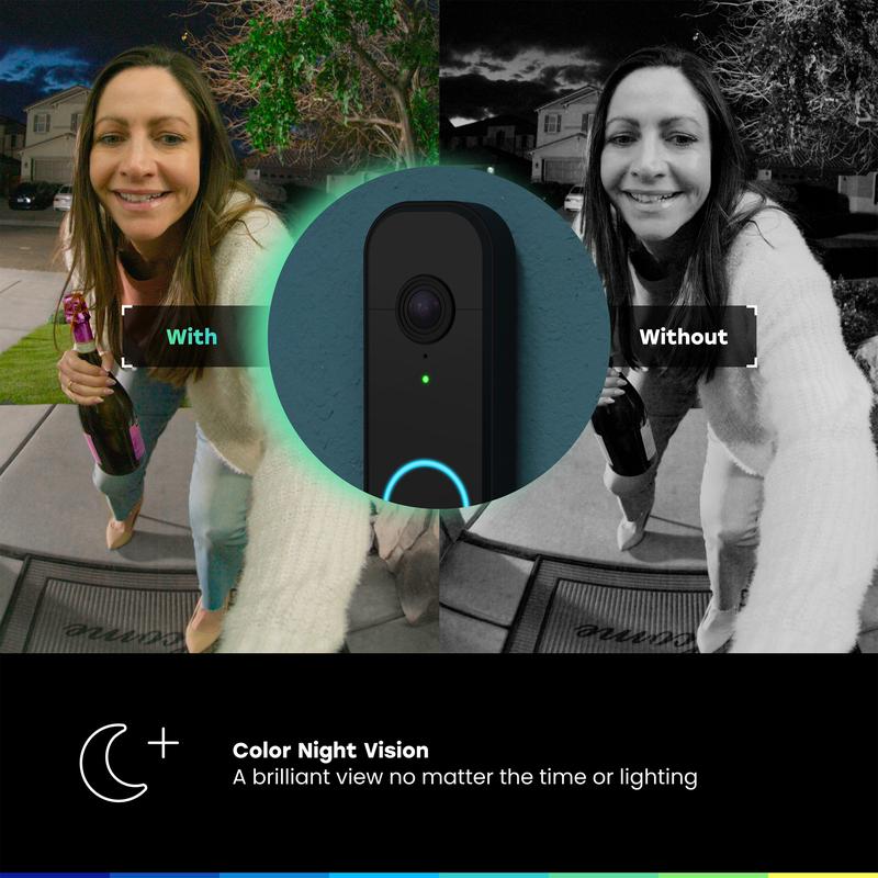 2K Camera, Battery/Wired, Color Night Vision, Live View with 2-Way Talk, Motion Detection & Real-Time Alerts, 150 Deg Wide View, Black