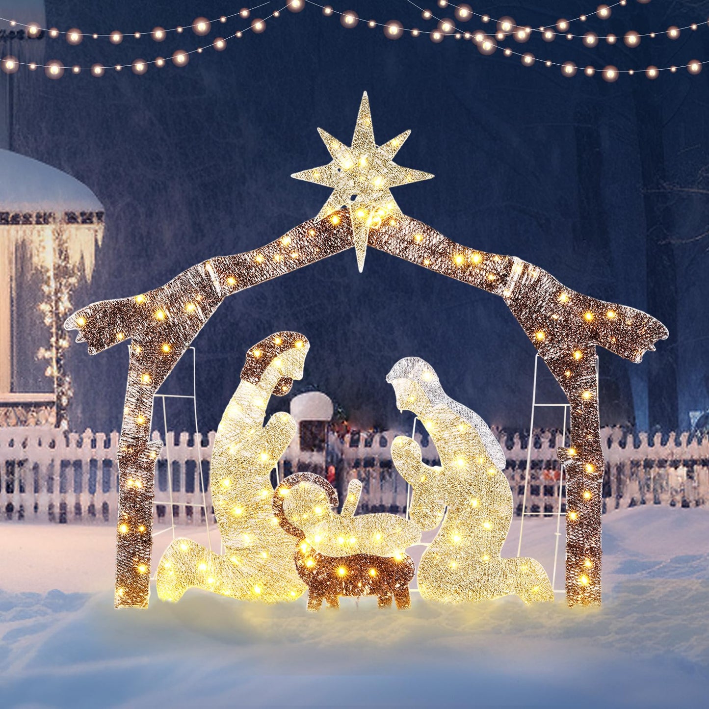 VINGLI Large Outdoor Nativity Scene Christmas Decorations White/Colorful