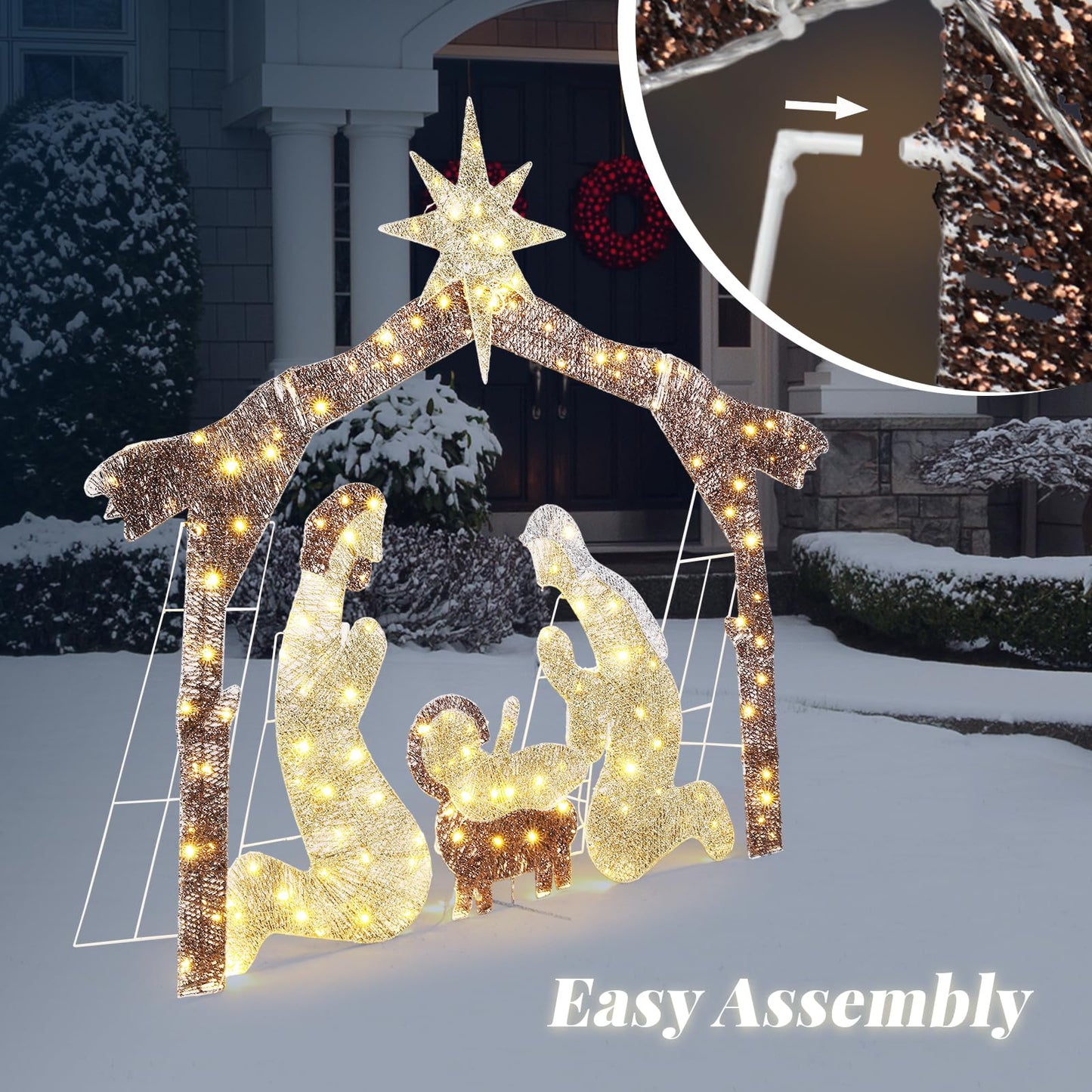 VINGLI Large Outdoor Nativity Scene Christmas Decorations White/Colorful