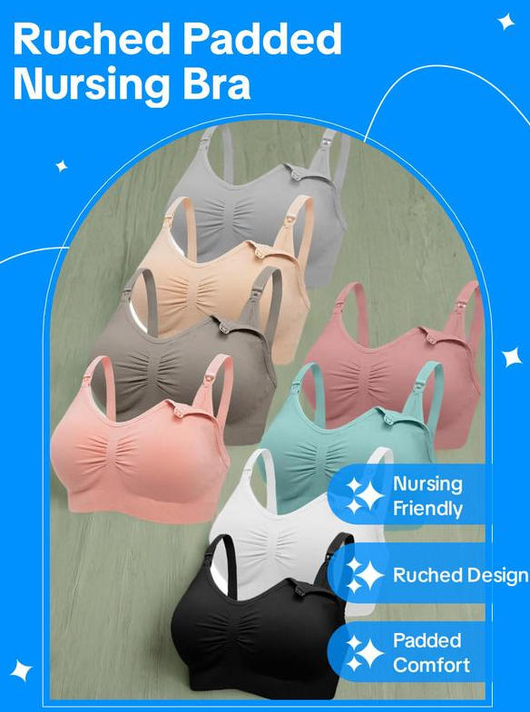Maternity Solid Ruched Bra Nursing Bra