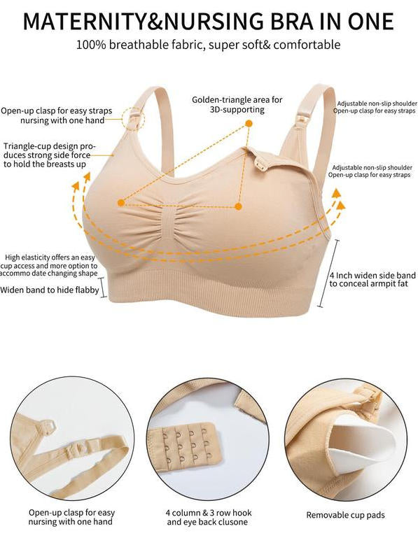 Maternity Solid Ruched Bra Nursing Bra