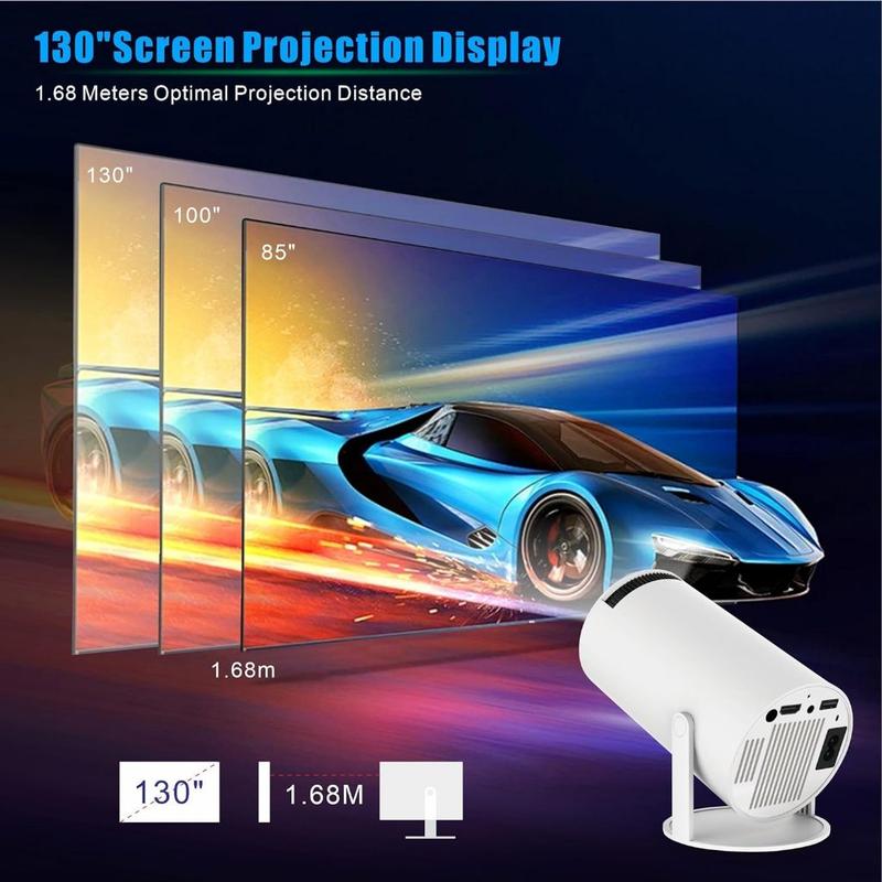1080P Projector with 5G WiFi and Bluetooth, 240 ANSI, Support 4K, Compatible with Soundbar