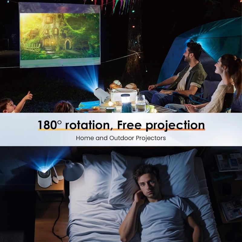 1080P Projector with 5G WiFi and Bluetooth, 240 ANSI, Support 4K, Compatible with Soundbar
