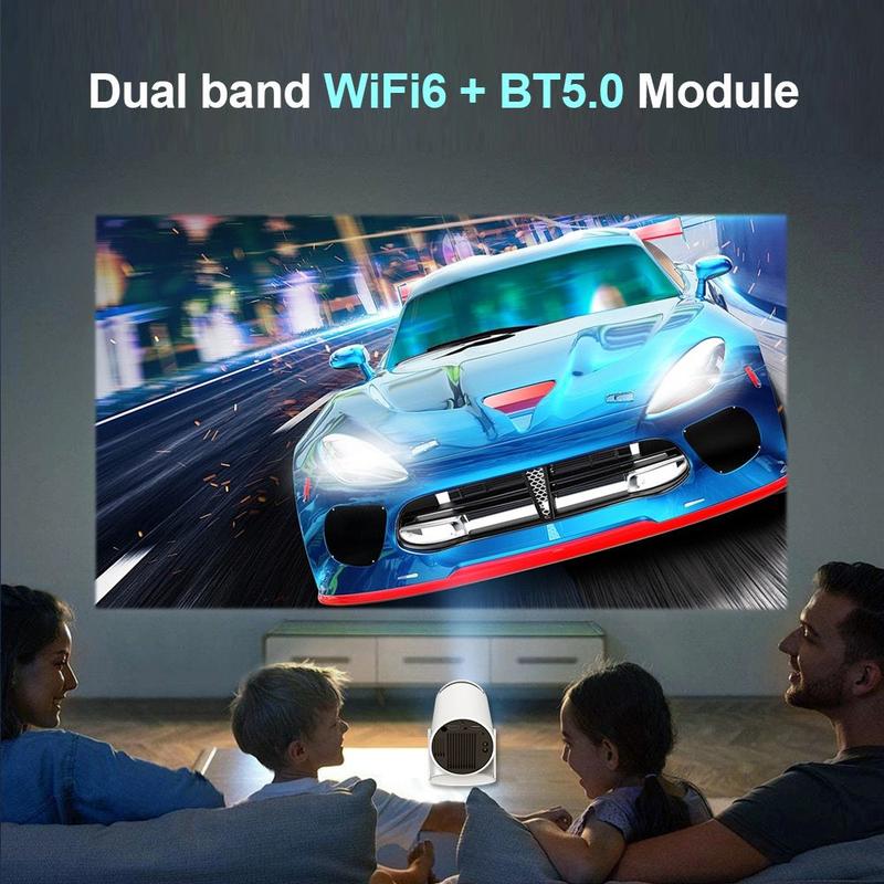 1080P Projector with 5G WiFi and Bluetooth, 240 ANSI, Support 4K, Compatible with Soundbar