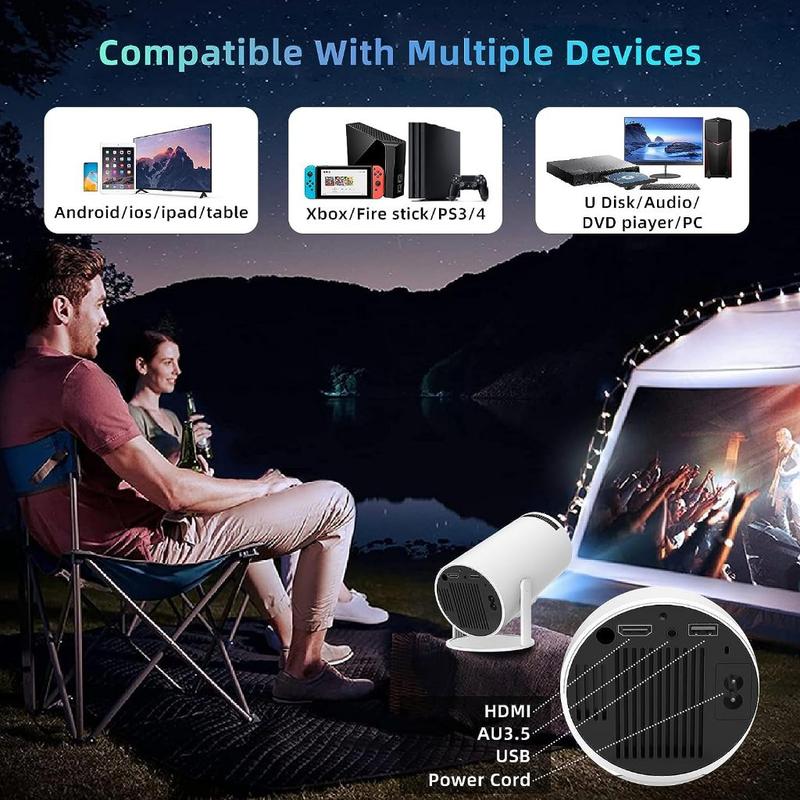 1080P Projector with 5G WiFi and Bluetooth, 240 ANSI, Support 4K, Compatible with Soundbar