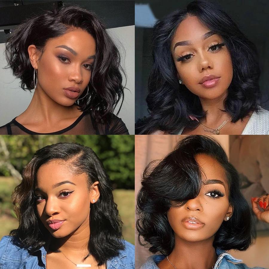 Black Wave Wig Medium Hiar Centre Parting Wig For Women