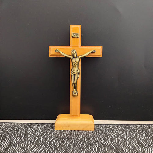 Christianartworkshop Wooden Crucifix Desktop Ornament: A Timeless Emblem of Devotion