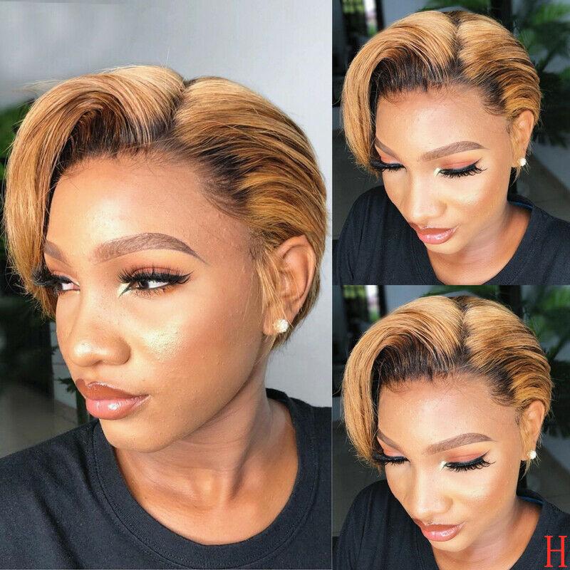 Best Design Gold Short Layered Pixed Cut  Straight Wig
