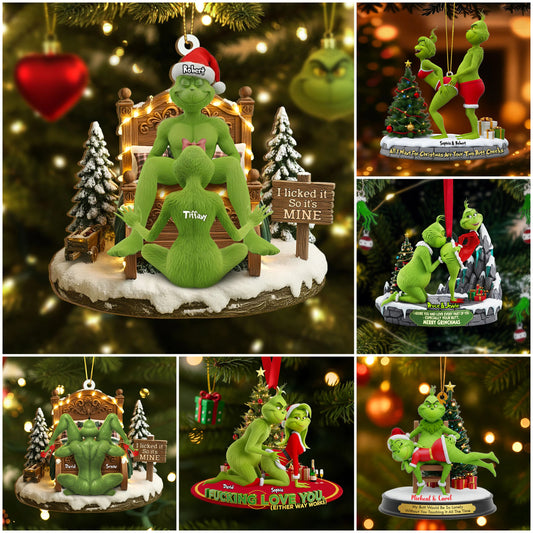 🎄 $4.99 On Sale Today Only🎁Grinch Couple Christmas Ornament Set