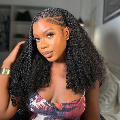 ISEE Coily Curly Half Wig Seamless Kinky Curly Flip Over Wig Beginner Friendly