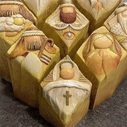 Heaven Pillar Statues,9 PCS Heaven Nativity Tree Pillar Statues