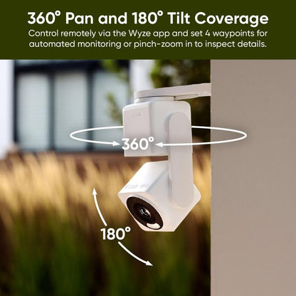 NEW! Wyze Cam Pan v4 -goes 4K! Wired, Indoor/Outdoor Pan Tilt Zoom (PTZ), 360º Motion Tracking, Color Night Vision, WiFi