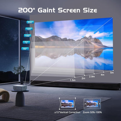 Groview Projector, 1080P Bluetooth Mini Projector with 100” Projector Screen