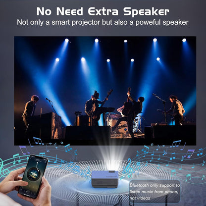 Groview Projector, 1080P Bluetooth Mini Projector with 100” Projector Screen