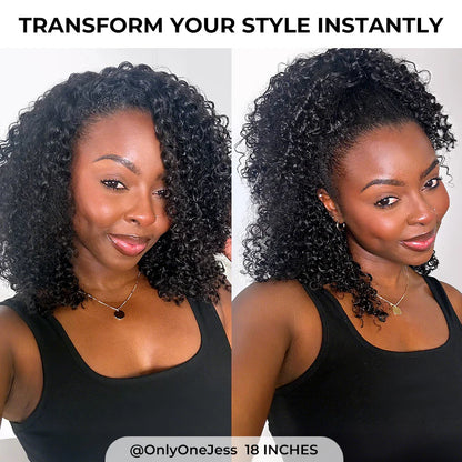 ISEE Coily Curly Half Wig Seamless Kinky Curly Flip Over Wig Beginner Friendly