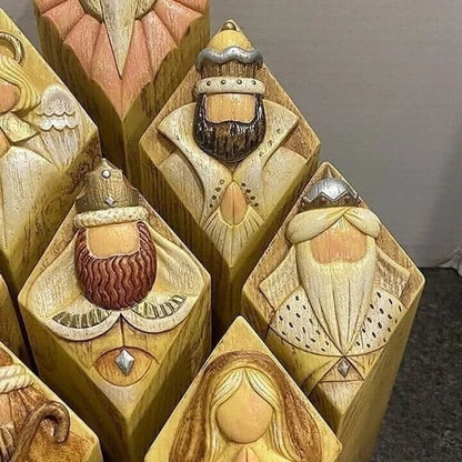 Heaven Pillar Statues,9 PCS Heaven Nativity Tree Pillar Statues