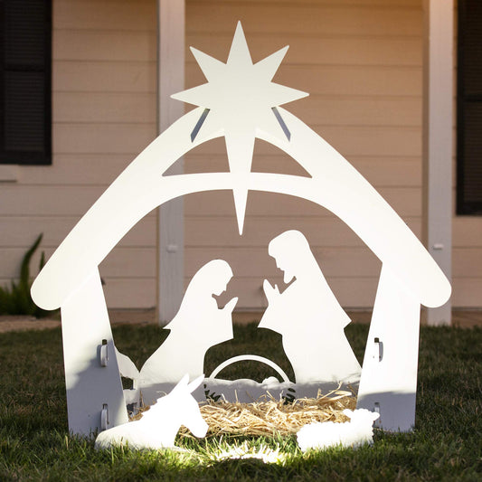 VINGLI Large Outdoor Nativity Scene Christmas Decorations White/Colorful