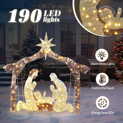 VINGLI Large Outdoor Nativity Scene Christmas Decorations White/Colorful