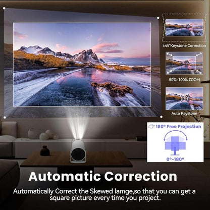 1080P Projector with 5G WiFi and Bluetooth, 240 ANSI, Support 4K, Compatible with Soundbar