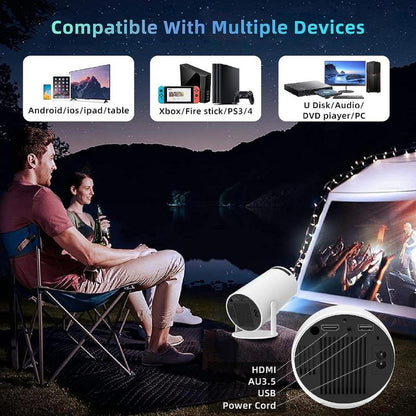 1080P Projector with 5G WiFi and Bluetooth, 240 ANSI, Support 4K, Compatible with Soundbar